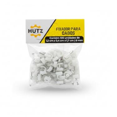 Imagem de Fixador de Cabos Fios Parede 100 Unidades 8mm Branco com Prego Premium