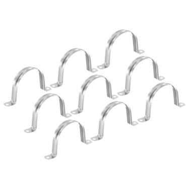 Imagem de PATIKIL Braçadeiras de conduíte de suporte em U de 2 furos, 9 peças de aço inoxidável para fixação de cabos de tubulação de água, mangueiras, tubos de combustível, prata