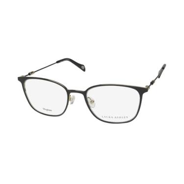 Imagem de Laura Ashley Meghan Óculos femininos contemporâneos de aro completo com armação de óculos de designer europeu, Preto/dourado, 49-19-140
