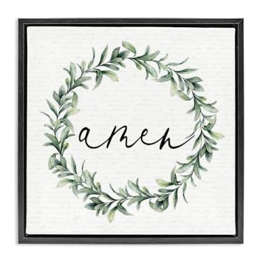 Imagem de Stupell Industries Amen Botanical Wreath & Script Gold Framed Floater Canvas Wall Art, design by Lettered and Lined, 25 x 25
