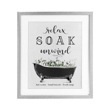 Imagem de Stupell Industries Lembretes de banho vintage impressão emoldurada cinza sob vidro, design por Lettered and Lined, 16 x 13