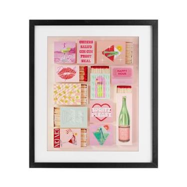 Imagem de Stupell Industries Glam Cocktails Retro Matches Impressão emoldurada preta sob vidro, design por Lil' Rue, 21 x 17
