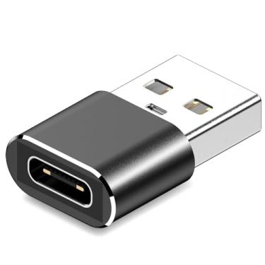 Imagem de Adaptador USB para USB C, conversor de cabo carregador USB C fêmea para USB macho, compatível com iPhone 15/14/13, para Apple Watch 9/Ultra 2 (1, preto)