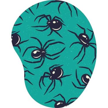Imagem de Mouse Pad Ergonômico Gota Arte Estampa de Aranhas Pretas Fundo Turquesa