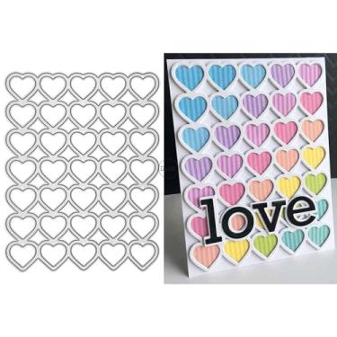 Imagem de DzIxY Matrizes de corte de metal com borda de coração vazado para kit de fabricação de cartões, conjunto de recortes de papel, estêncil, suprimentos, modelos de máquina
