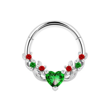 Imagem de ALACLO Anéis de nariz de septo para mulheres, brincos de cartilagem de folha de aço cirúrgico 316L 16G, joia de piercing Tragus Helix Rook Daith 8 mm, 16 gauge(1.2mm)-8mm, Aço inoxidável, Zircônia