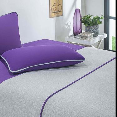Imagem de Jogo De Cama Malha Lençol 100% Algodão Urbano 3 Peças Solteiro Roxo-mescla