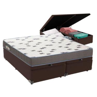 Imagem de Cama Box Queen Com Bau Ortobom D33 Light Bege Marrom