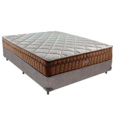 Imagem de Cama Box Casal E Colchão Ortopédico Anjos Star Molas - Cinza