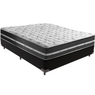 Imagem de Cama Box Preto E Colchão Classic Preto Molas Ensacadas Casal Anjos