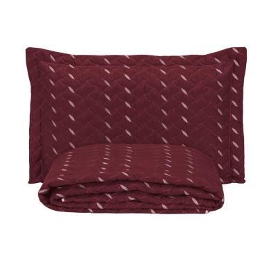 Imagem de Cobre Leito Solteiro Heitor Bordado Hipercal 400 Fios 2 Peças - Vermelho Marsala