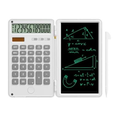 Imagem de DPEDUAI Calculadora científica com bloco de escrita, 240 funções de computação, estojo dobrável, tela HD, bloqueio antiexclusão e transparente com um clique, perfeita para escola, finanças e