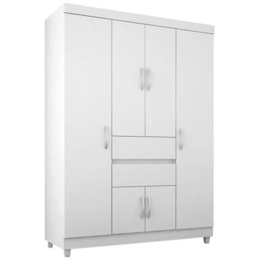 Imagem de Guarda Roupa Casal 6 Portas 62020 Branco Rosa Flex Demobile Branco Rosa