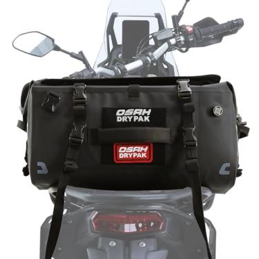 Imagem de Greanthour Bagagem de viagem para motocicleta, bolsa SaddleTail 40L, impermeável, para todos os climas, porta-malas/rack, Sissy Bar com bolsa de tiras, com alças de ombro para aventura (preto)