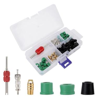 Imagem de DUSCOKE Kit de reparo de ar condicionado de carro com 71 peças, conjunto de ferramentas de junta de mangueira HVAC com revestimento amarelo, acessórios de manutenção A/C para remoção de núcleo de