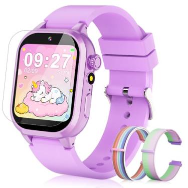 Imagem de Relógio inteligente para crianças e meninas, presentes para crianças de 4 a 12 anos, 40 jogos, tela sensível ao toque, HD, com câmera de vídeo, música, pedômetro, cartão de aprendizagem, 2 pulseiras