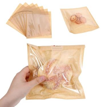 Imagem de 100 sacos de biscoito com selo, sacos de padaria seláveis a quente com janela para sanduíche de ovo, donut, embalagem de biscoitos, presentes de biscoitos com 120 adesivos de vedação