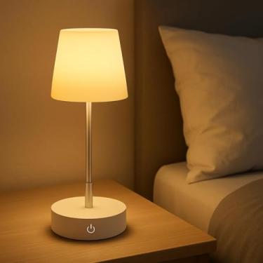 Imagem de Luminária de Mesa LED Recarregável Touch USB | Abajur Moderno Sem Fio com 3 Níveis de Iluminação - Design Elegante, Luz Quente e Base Antiderrapante