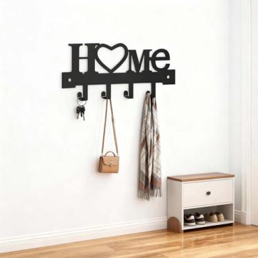 Imagem de Porta-chaves de metal decorativo com ganchos de parede, placa para entrada, porta da frente, cozinha, corredor, garagem, mudroom, escritório, inclui parafusos e âncoras