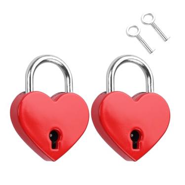 Imagem de YAODHAOD Cadeado de coração Love Lock com chaves, presente romântico para casais para aniversários, dia dos namorados, casamento - cadeado em forma de coração, lembrança de relacionamento de longa