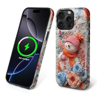 Imagem de Capa para iPhone 15 Pro [compatível com MagSafe], silicone macio brilhante + capa protetora 2 em 1 de policarbonato rígido antiarranhões à prova de choque para mulheres e homens - boneco de neve de