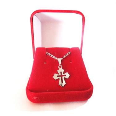 Imagem de Colar Cordão Crucifixo Jesus Religioso Aço Inox - Milena Folheados