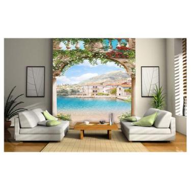 Imagem de Papel De Parede Paisagem Digital Arco Mar Flor  Dav19 - Você Decora