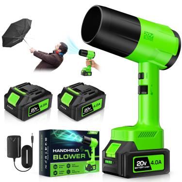 Imagem de Soprador de folhas sem fio, soprador de folhas portátil com 2 baterias e carregador, 6 modos de velocidade, soprador leve para pátio, gramado, quintal, poeira, folhas sopradoras