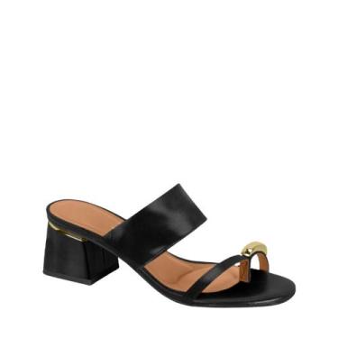 Imagem de Tamanco Sandália Feminino Vizzano Salto Baixo Grosso 6428148, Preto, 3