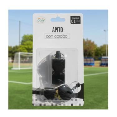 Imagem de Apito Para Arbitro Esportes Com Cordão 4cm Cor Sortida - Cosy
