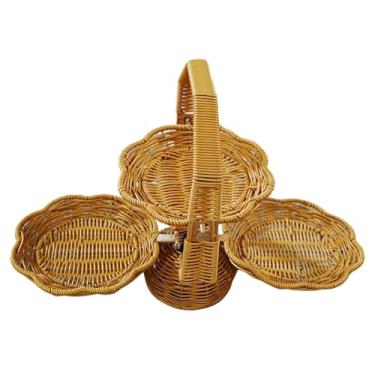 Imagem de KiBcsLic Cesta de Vime Trançado para Frutas E Legumes, Bandeja de Imitação de Rattan para Servir Legumes E Batatas.