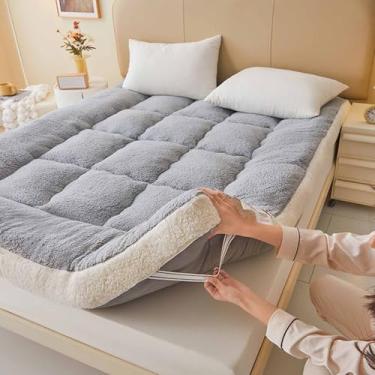Imagem de Yadlan Capa de futon para colchão japonês tamanho Queen, tapete de tatame enrolado, colchão de chão dobrável, material de veludo de leite, ótimo para dormir, uso no dormitório, adequado para adultos e