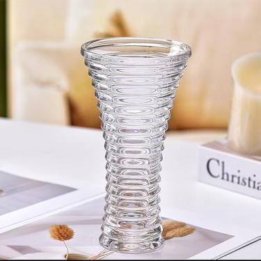 Imagem de GIDARY Vaso de cristal transparente, design espesso de vaso de flores de vidro para decoração de casa, casamento, presente para mães