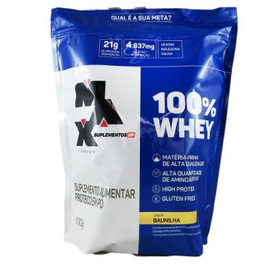 Imagem de 100% whey protein (refil-900g) max titanium, 1, 900g, Baunilha