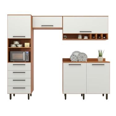 Imagem de Armário De Cozinha Completa 5 Portas 4 Gavetas Grécia Madeirado/Off White
