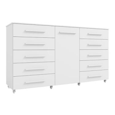 Imagem de Cômoda Multiuso 10 Gavetas 1 Porta Ferrari com Rodízios