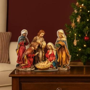 Imagem de Presépio Natalino MDF 6 Peças Sagrada Família Sem Casinha Para Decoração de Natal (Presépio 01)