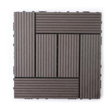 Imagem de SPXMQSS Azulejos de deck compostos ao ar livre, piso externo para jardim, telhas de deck interligadas WPC fácil de instalar para pátio jardim varanda terraço 30 x 30 cm C 22 peças