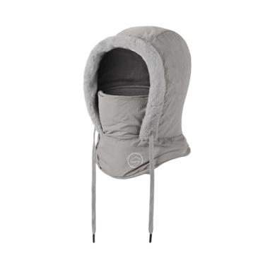 Imagem de menolana Balaclava com capuz para esqui, proteção facial térmica espessa para clima frio, ideal para ciclismo, corrida, snowboard, motociclismo e caminhadas, Adultos Cinza Claro
