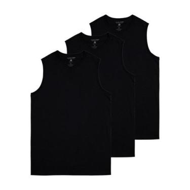 Imagem de Kit com 3 Camisetas Masculina Regata Malwee 1000004421, Preto, G