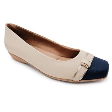 Imagem de Sapatilha Usaflex Couro Enfeite Cromado Conforto e Bem Estar-Feminino