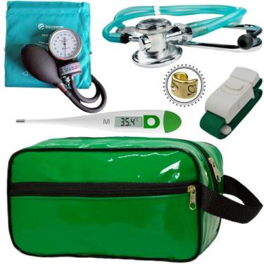 Imagem de Kit Aparelho Pressão Estetoscópio Incoterm, Verde