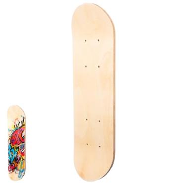 Imagem de NUOBESTY Deck de skate, 16,23 cm em branco skate de madeira inacabado grafite skate prancha para esportes iniciantes e entusiastas, decoração de casa pintável DIY