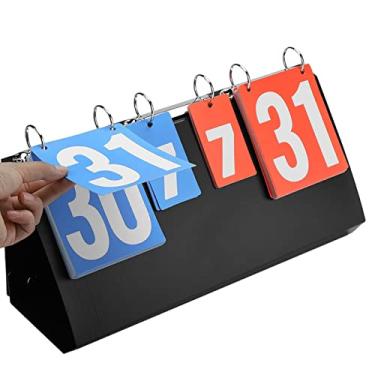 Imagem de Yuezhongoo Placar, marcador de pontuação de tênis para rede, placar flip 4 dígitos páginas de placar de competição esportiva flipping sports competição placar para tênis de mesa, basquete, badminton