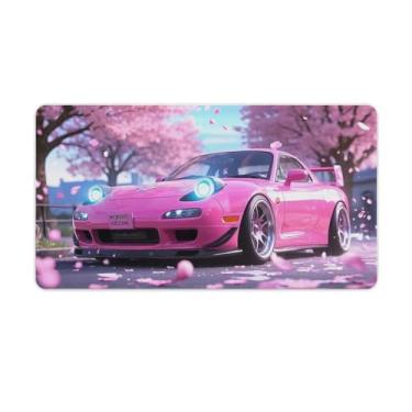 Imagem de HouLaiZhe Cherry Blossoms Carro Rx7 Rosa JDM Luzes Pop-up Grande Gaming Mouse Pad Tapete de Mesa Base de Borracha Antiderrapante Laptop Acessórios de Computador Suprimentos Bloco de Escrita para