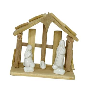 Imagem de Generic Presépio de Natal Rústico Tradicional da Sagrada Família, Estátua Natalina para Casa, Escritório, Mesa ou Lareira