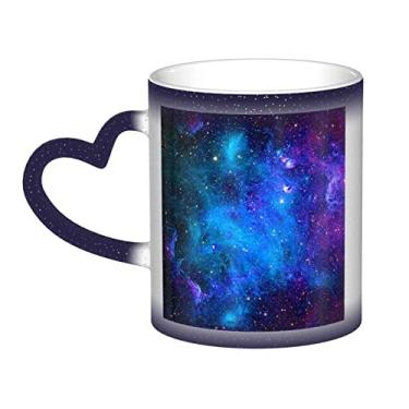 Imagem de Xícara de café Galaxy Fun, xícara de cerâmica mágica sensível ao calor que muda de cor, 12 Oz, para café/chá/leite/cacau, para adolescente/aniversário/festival/presentes
