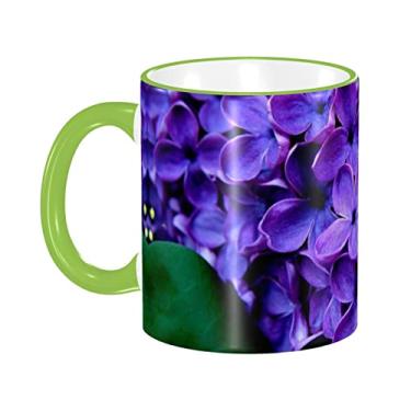 Imagem de Ourdovi Caneca de café expresso de cerâmica com flor violeta, caneca de cerâmica revestida DIY, para café, sopa, chá, leite, latte, cacau quente, colorido divertido 340 g.