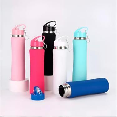 Imagem de Garrafa Térmica de Aço Inox com Tampa Hermética, 750ml, Isolamento Térmico Duplo, com Gancho, 30cm Altura (Preto)