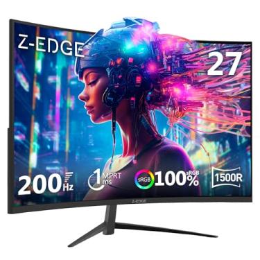 Imagem de Monitor curvo para jogos Z-Edge de 27 polegadas, FHD 1080P 200Hz, monitor de PC curvo 1500R, monitor MPRT de 1 ms,16,7 milhões de cores, moldura sem moldura UG27, 1 porta DP 1.4 e 1 porta HDMI 2.1